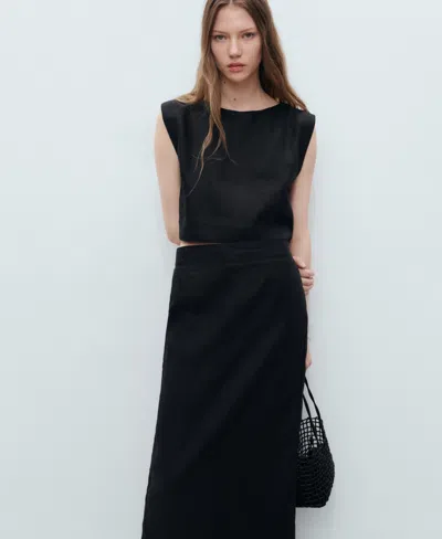 MANGO WOMEN'S LINEN CROP TOP