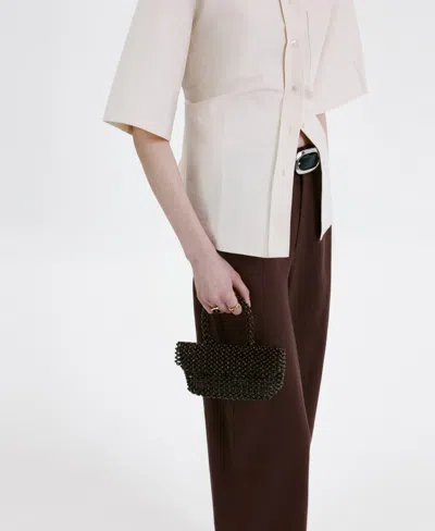 Mango Women's Linen High-waist Trousers In Brown