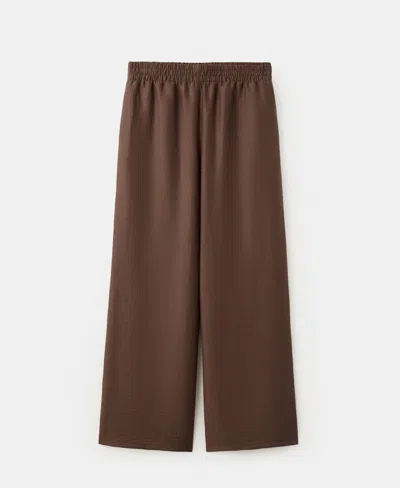Mango Wide Leg Palazzo Pants In Brown