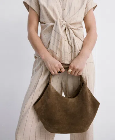 Mango Linen Pinstripe Shirt In Brown