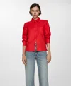 Mango Linen 100% Shirt Coral Red In Coral Red