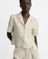 Mango Short Sleeve Linen Camp Shirt In Neutral
