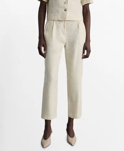 Mango Women's Linen Straight Pants In Beige