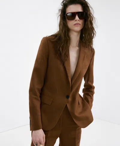 Mango Women's Linen Suit Blazer In Animal Print