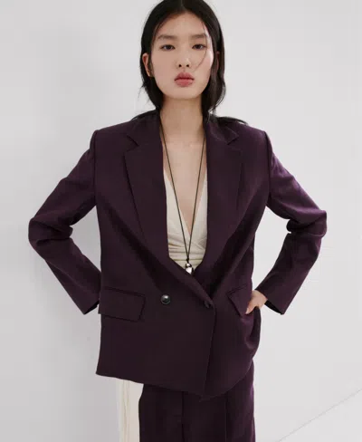 Mango Women's Linen Suit Blazer In Purple