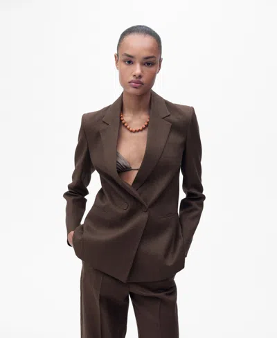 Mango Women's Linen Suit Jacket In Brown