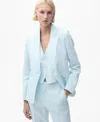 Mango Boreli Linen Blazer In Blue