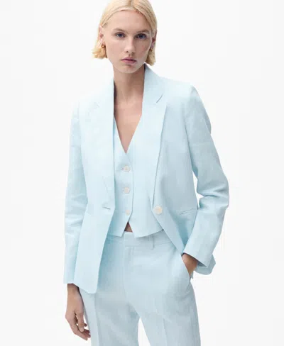 Mango Women's Linen Suit Jacket In Blue