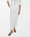 Mango Women's Cotton Wide Leg Trousers In White