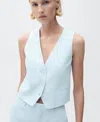 Mango Women's Linen Suit Vest In Blue