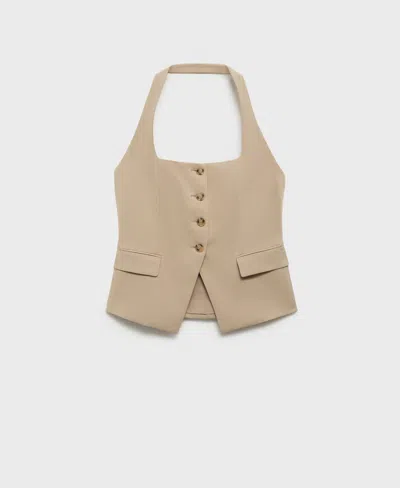 Mango Women's Linen Suit Vest In Brown
