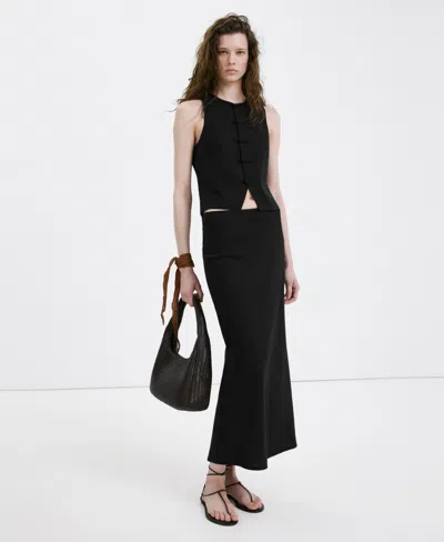 Mango Women's Linen Toggle Vest In Black