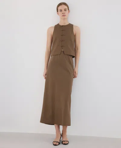 Mango Women's Linen Toggle Vest In Brown
