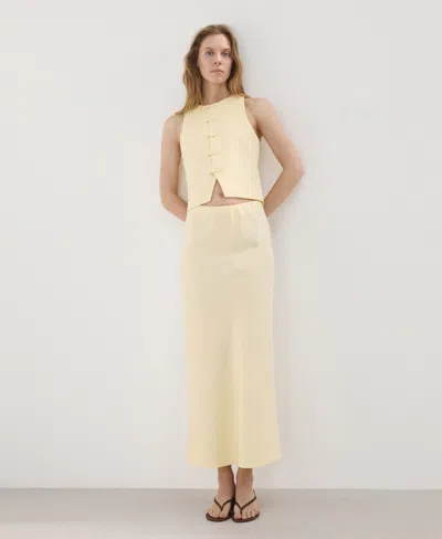 Mango Laguna Linen Mix Vest In Yellow