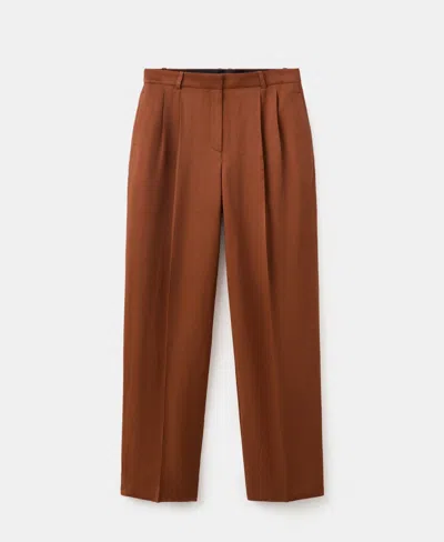 Mango Women's Linen-blend Pleated Pants In Brown