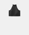 Mango Sleeveless Linen Blend Top In Black