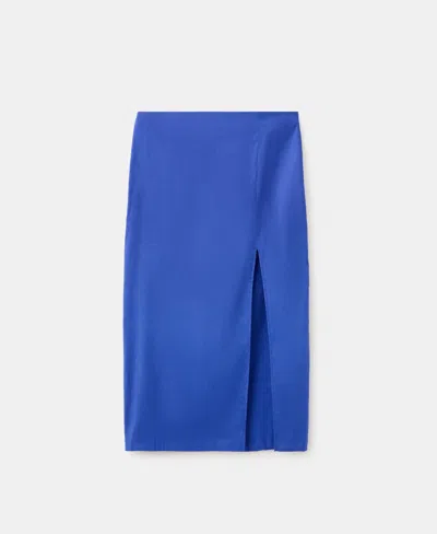 Mango Linen-cotton-blend Midi Skirt In Blue
