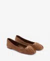 Mango Link Leather Ballerina Medium Brown In Medium Brown