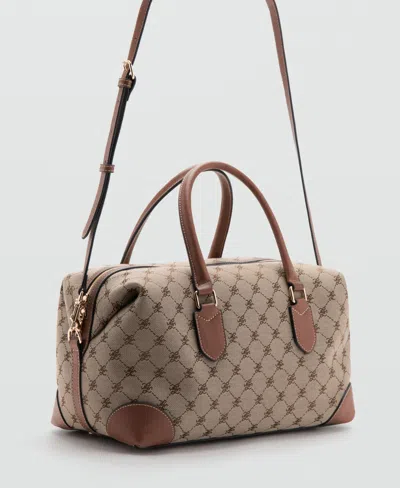 Mango Women's Logo Jacquard Bowling Bag In Medium Brown