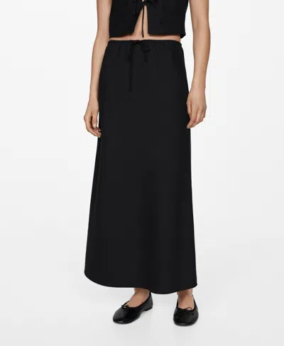 Mango Long Skirt With Adjustable Bow Black
