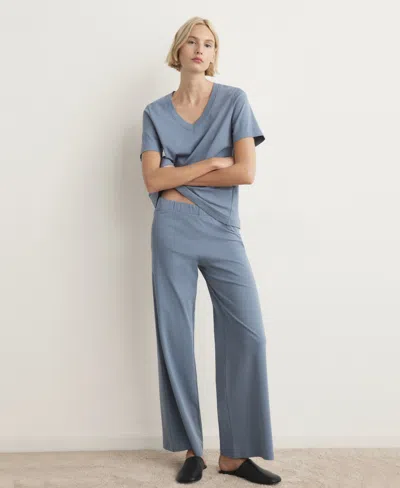 Mango Women's Long Cotton Pajama Pants In Blue