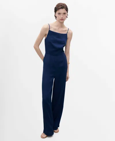 Mango Women's Long Denim-effect Jumpsuit
