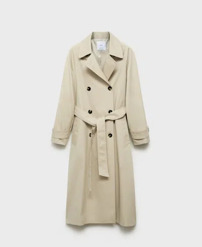 Mango Women's Long Double-breasted Trench Coat In Neutral