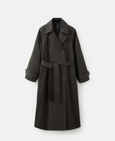 Mango Women's Long Double-breasted Trench Coat In Brown