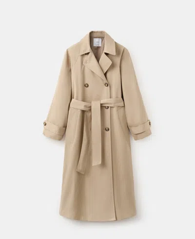 Mango Women's Long Double-breasted Trench Coat In Neutral