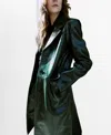 Mango Women's Long Faux-leather Coat In Green