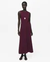 Mango Long Flared Dress Burgundy In Burgundy