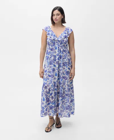 Mango Women's Long Flared Floral Dress