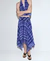 Mango Long Flared Skirt In Medium Blue