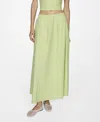 Mango Women's Long Flared Skirt In Pastel Green