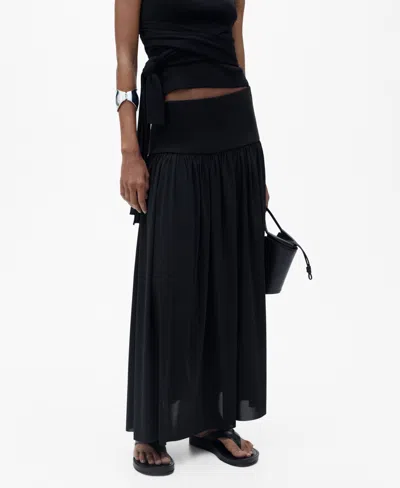 Mango Women's Long Gathered Skirt In Black