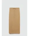 Mango Women's Long Knitted Skirt In Gold