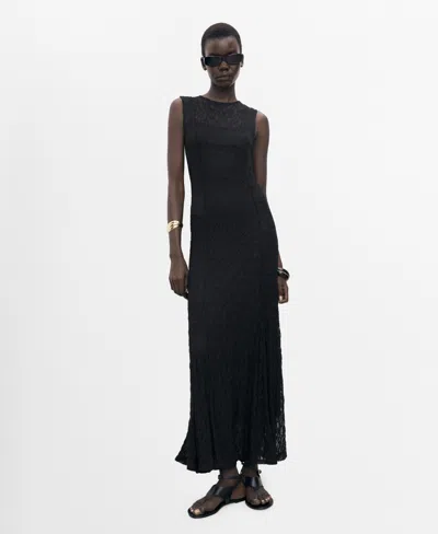Mango Women's Long Lace Dress In Blue