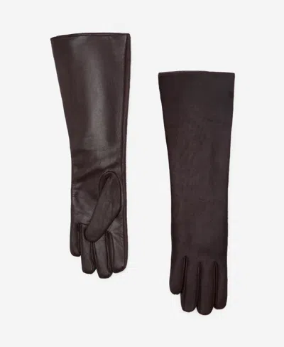 Mango Women's Long Leather And Fur-effect Gloves In Brown