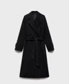 Mango Oversize Tie Waist Double Breasted Trench Coat In Black