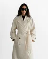 Mango Women's Long Oversized Double-breasted Trench Coat In Ecru