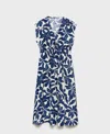 Mango Print Tie Waist Dress In Blue