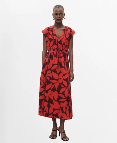 Mango Women's Long Printed Dress In Red