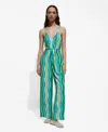 Mango Long Printed Jumpsuit Green In Green
