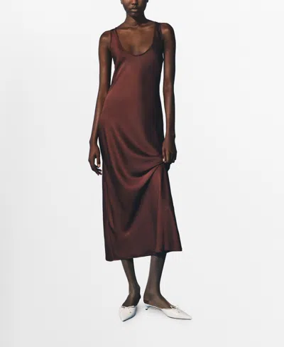 MANGO WOMEN'S LONG SATIN DRESS