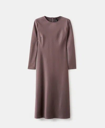 Mango Women's Long Satin Textured Dress In Burgundy