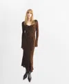 Mango Valeria Print Long Sleeve Maxi Dress In Brown