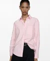 Mango Cotton Button-up Shirt In Pale Pink