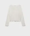 Mango Women's Long-sleeved Crochet Sweater In White