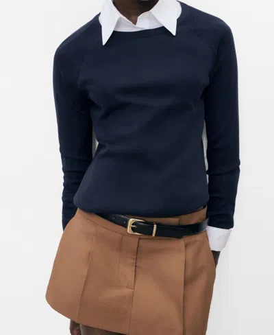 Mango Women's Long-sleeved Fine-knit Sweater In Blue