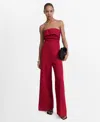 Mango Bandeau Fold Detail Jumpsuit In Orange